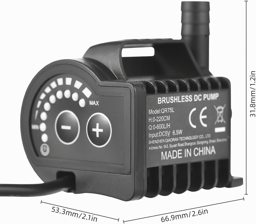 Elektrische Wasserpumpe, tragbare Mini-5-V-Tauchwasserpumpe, 8 Stufen Geschwindigkeitsregulierung, m