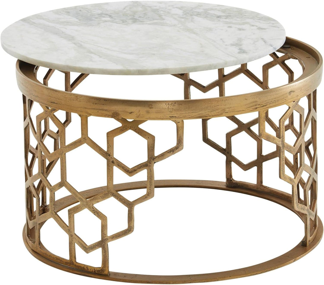 KADIMA DESIGN Couchtisch Marble - Design Wohnzimmertisch mit echtem Marmor Weiss, 60x60x36 cm, Metal