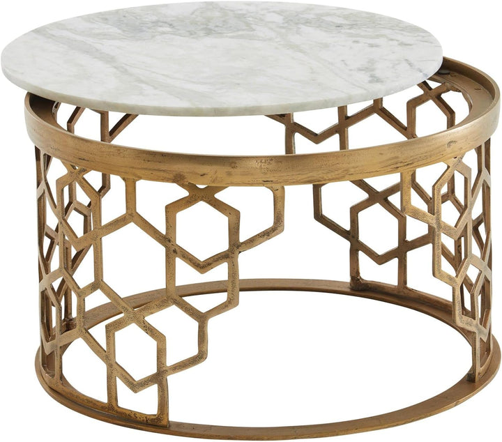 KADIMA DESIGN Couchtisch Marble - Design Wohnzimmertisch mit echtem Marmor Weiss, 60x60x36 cm, Metal