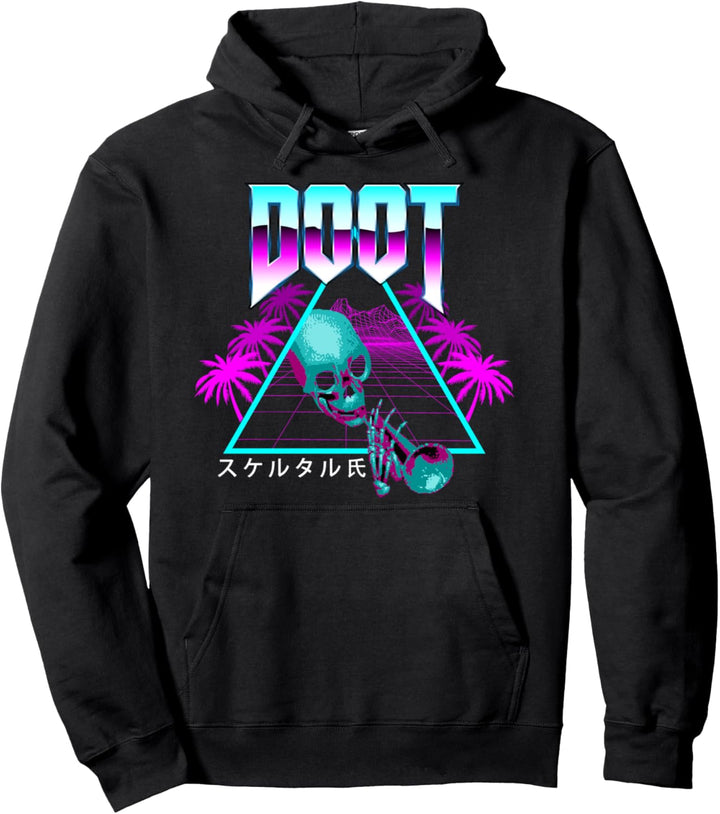 Doot Doot Mr Skeltal Synthwave Retro Streetwear Pullover Hoodie