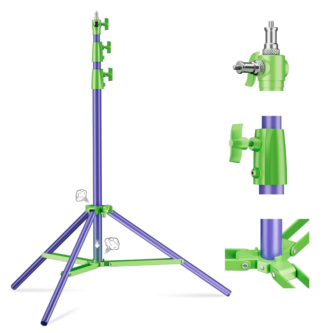 Soonpho Lichtstativ Vollmetall Puffer Druckstativ 9,1 ft/280cm Light Stand Bunt 10kg Tragkraft für O
