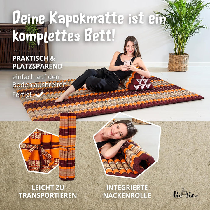 livasia Rollmatte Rollmatratze L-200x110x4,5cm, Gästebett Gästematratze 1 Person, Reisebett Kofferra