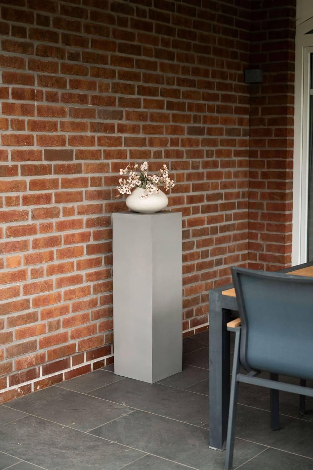 VIVANNO Podest Deko-Säule Stele Blumenständer Fiberglas Betonoptik Grau 30x30x100 30x30x100 cm Beton
