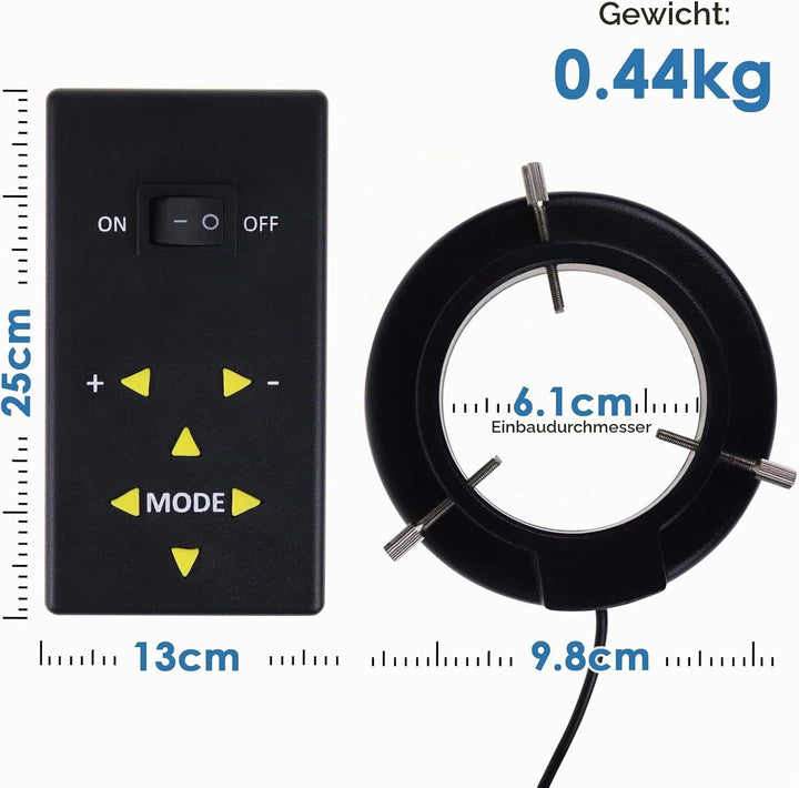144 Makro-LED-Ringblitz und Ringlicht 4-Zone Ring Licht Mikroskop Kamera Foto Video 198mm Aussen 61m