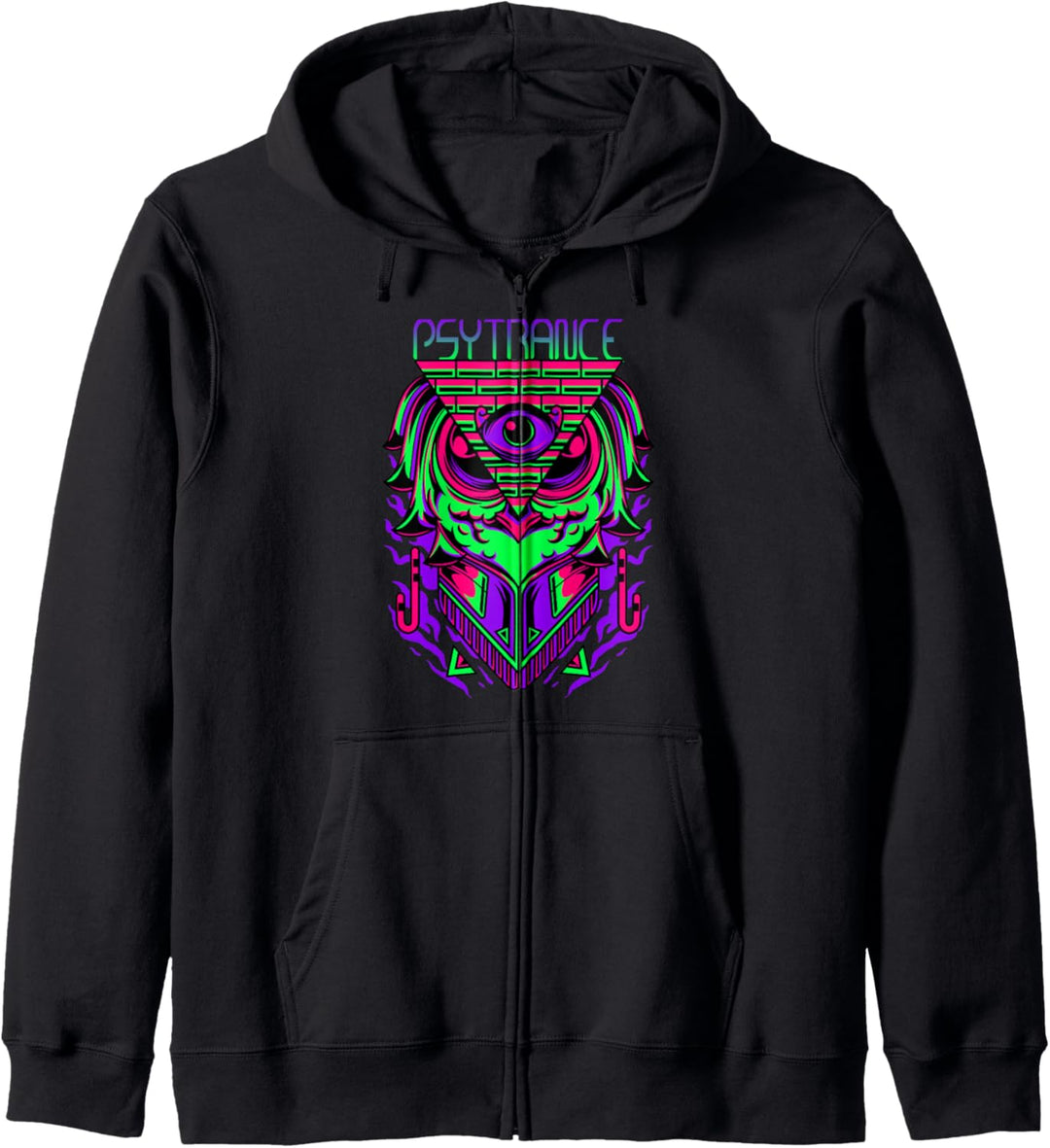 Psytrance Shirt, Rave Shirt, Techno-Eule, EDM, Trippy 3rd Eye Kapuzenjacke