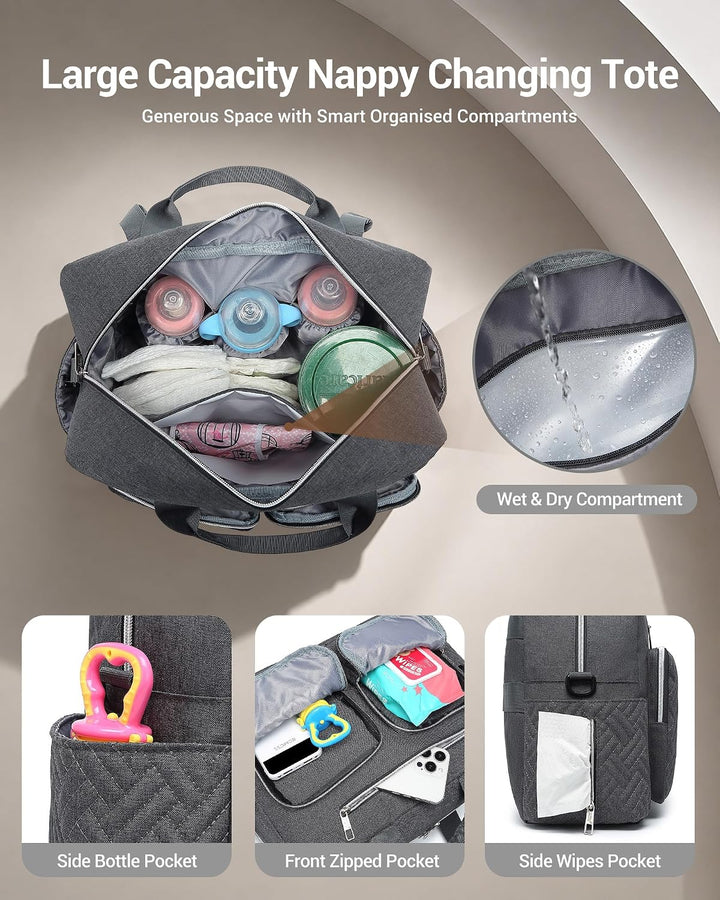 KONO Baby-Wickeltasche, stilvoll, für Mama und Papa, wandelbare Reisetasche mit isolierten Taschen G