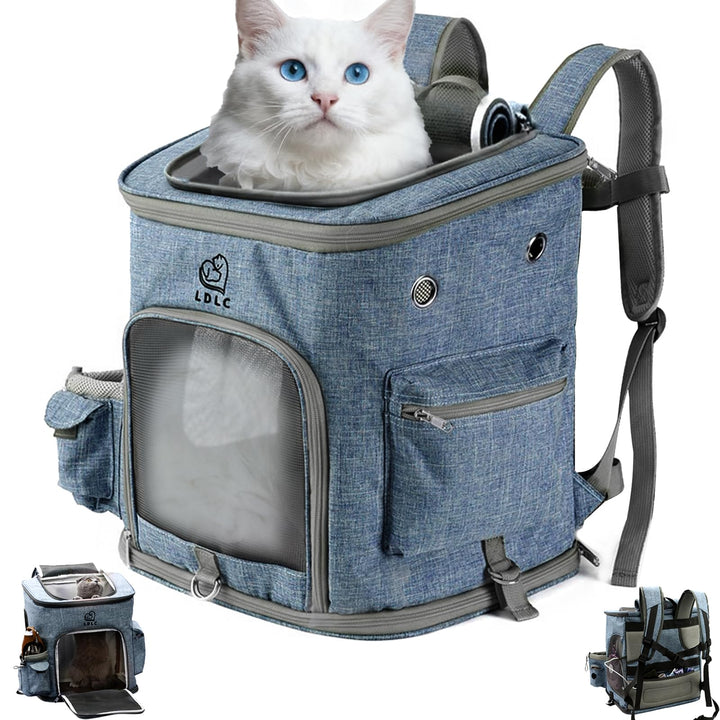 Katzenrucksack und Hunderucksack für Katzen Hunde Kaninchen bis 7.5kg Blau L, Blau L