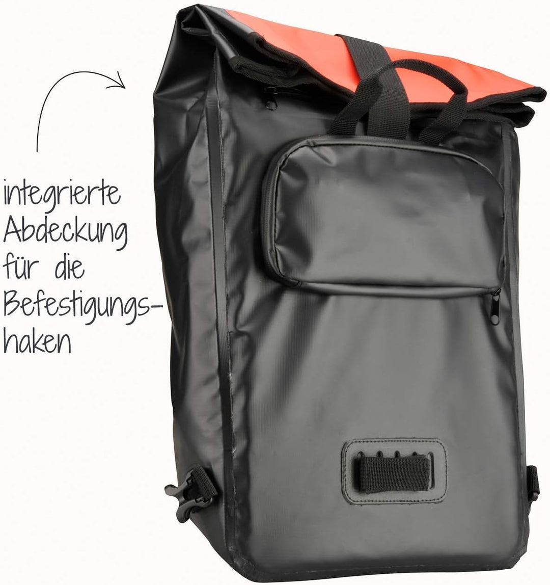 FISCHER 86282 Gepäckträger-Tasche für das Fahrrad, mit Rucksackfunktion, wasserdichtes Material, kom
