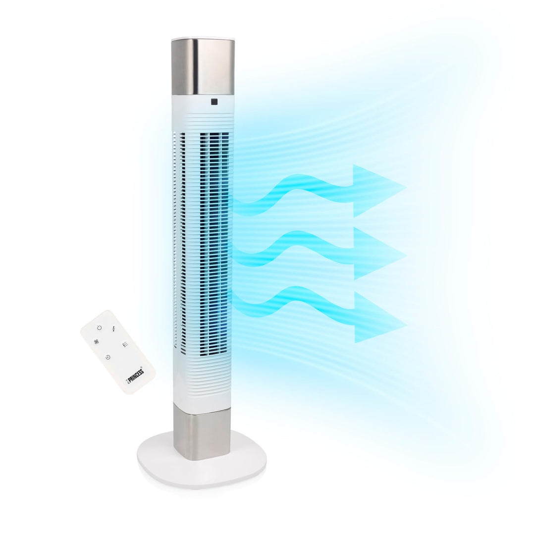 Princess Geräuscharmer Turmventilator - Höhe 103 cm - 3 Modi & 3 Geschwindigkeiten - Oszillation - S