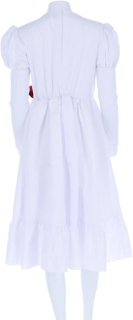 Smiffys Annabelle Kostüm für Erwachsene, Haunting White Dress with Flower Belt, Officially Licensed