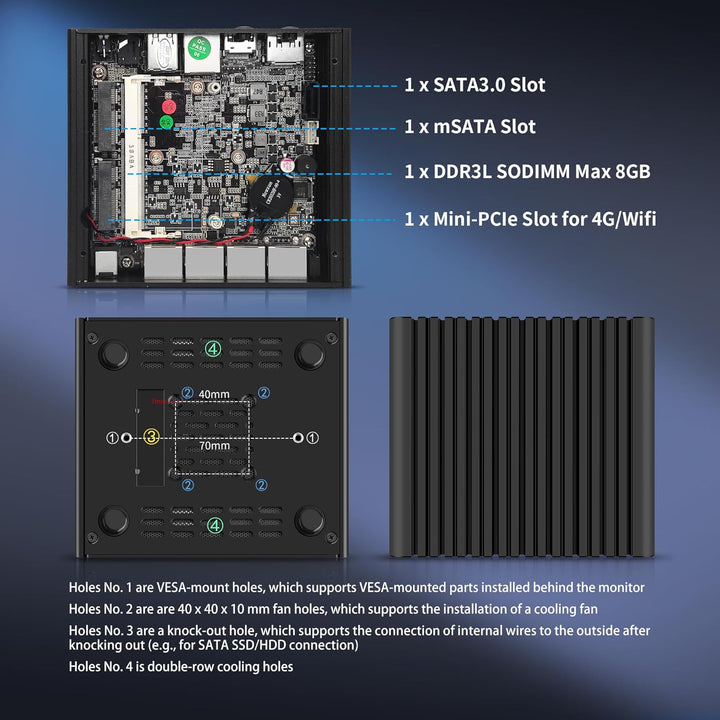 CWWK Mini PC Firewall Micro Appliance, Pentium J3710, 4 Port i225 2.5GbE LAN, OPNsense Hardware Mini
