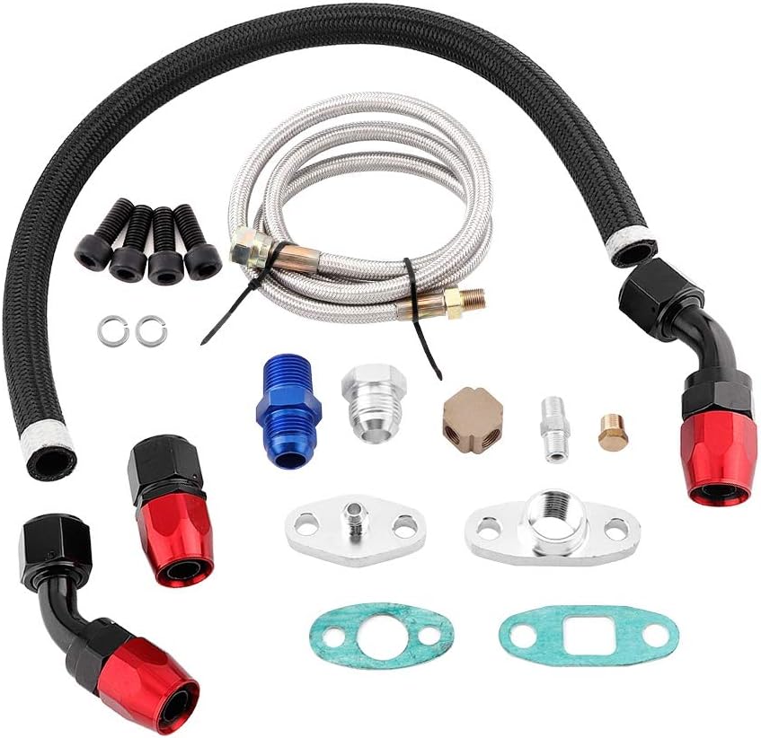 Turbolader-Ölablass-Kit Turbo-Ölzufuhr-Rücklaufleitung AN10 Fitting Adapter Flansch-Kit für T3 T4 GT