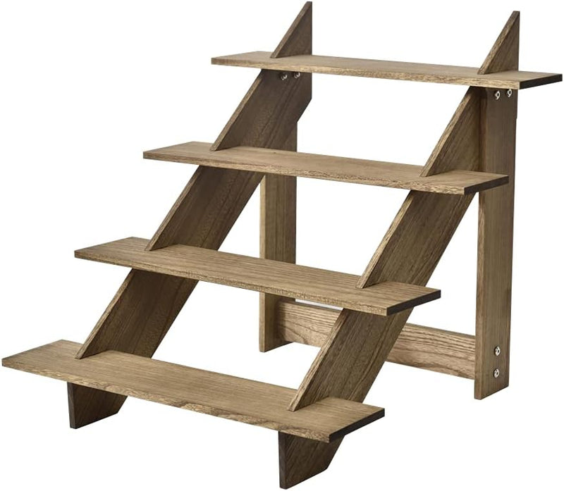 KIRIGEN Holz Display Leiterständer 4 Stufen Display Riser Rack Regal Holz Pflanzenleiter Aufbewahrun