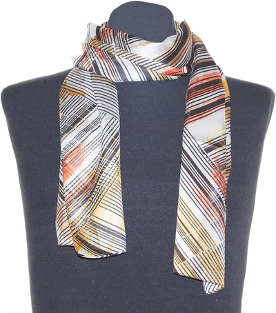 Striessnig Wien – Damen Schaltuch braun orange Schal mit Streifen Muster, modisch aktuelles Halstuch