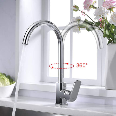 Ibergrif M14020 Einhebel Küchenarmatur, Hoch Wasserhahn für Bad mit Auslauf Höhe 270 mm, Chrom, Silb