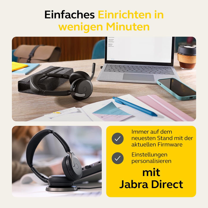 Jabra Evolve2 65 Flex - Schnurloses Stereo-Bluetooth-Headset mit geräuschunterdrückender Jabra Clear