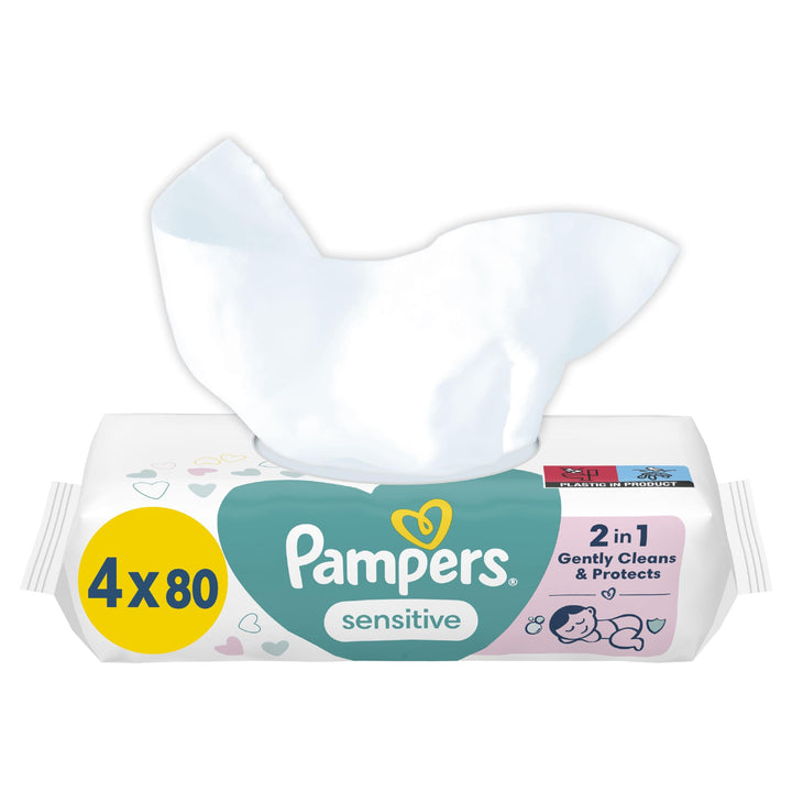 Pampers Sensibel Feuchte Tücher, 3 x 4 x 80 Tücher (960 Wischtücher) 80 stück (12er Pack) Old, 80 st