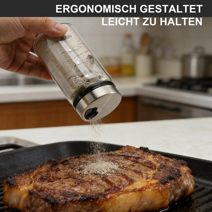 200ml Gewürzgläser mit Streueinsatz, 4 Stück Borosilikatglas Gewürzstreuer mit 4 Gewürzlöchern für K