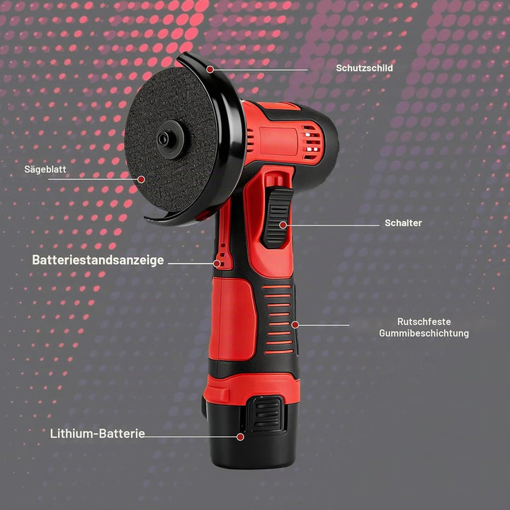 Akku Winkelschleifer,12V Mini Winkelschleifer mit 2x1200mAh Akkus 18000 PRM,Winkelschleifer mit 6 Tr