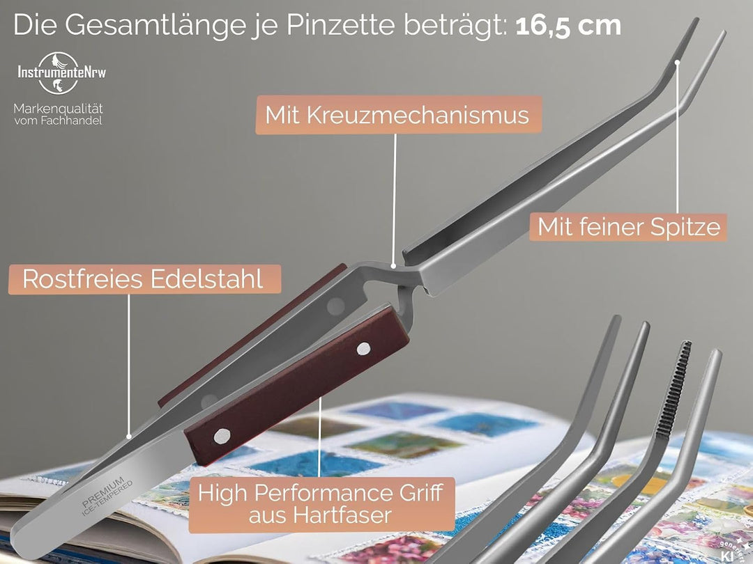 Kreuzpinzetten Set 4-Teilig Lötpinzette Klemmpinzette Technische Pinzette Gerade Gebogen Abgewinkelt