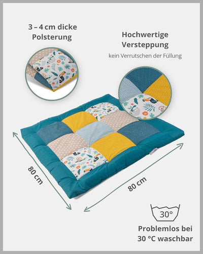 ULLENBOOM Krabbeldecke für Baby 80x80 cm, Outdoor-geeignet, 100% OEKO-TEX Materialien, Made in EU, W