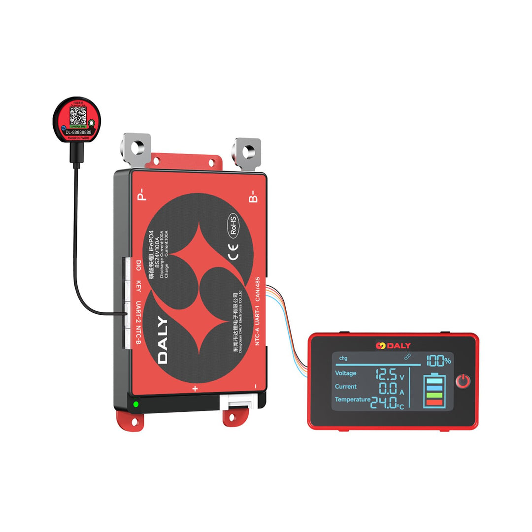 DALY BMS 24V 8S 100A Smart Battery Management System mit 3 Zoll LCD Display, WiFi Bluetooth, RS485 C