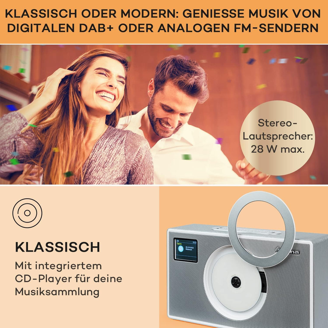 Auna Radio für Küche & Bad, DAB Radio mit CD Player zur Wandmontage, DAB Plus mit Bluetooth, DAB/DAB