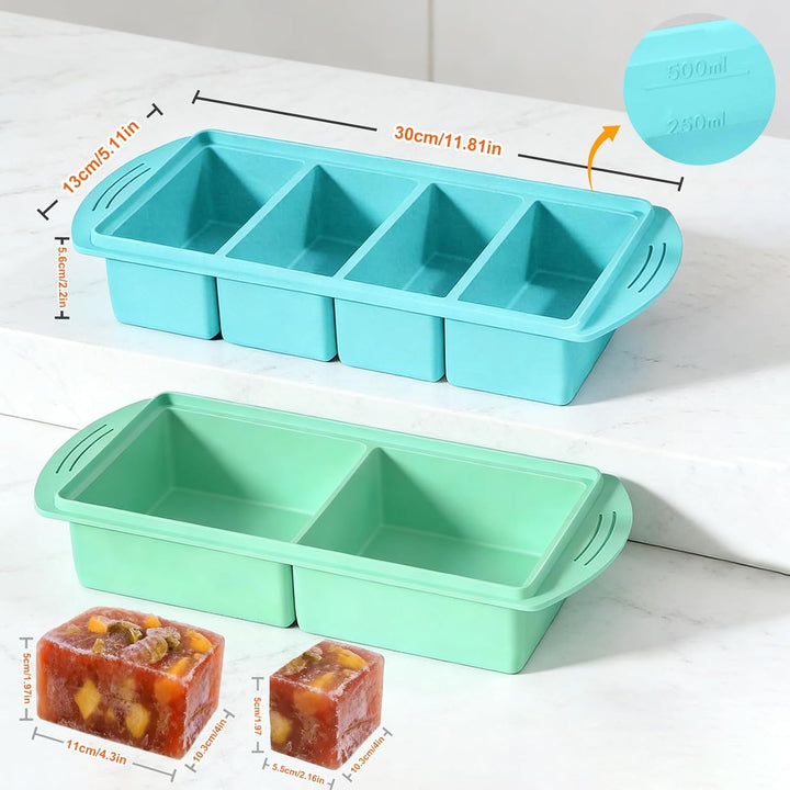 2 Stück Silikon-Gefrierbehälter mit Deckel, Extragrosse Suppen-Einfrierbehälter für Suppe, Ice Cube,