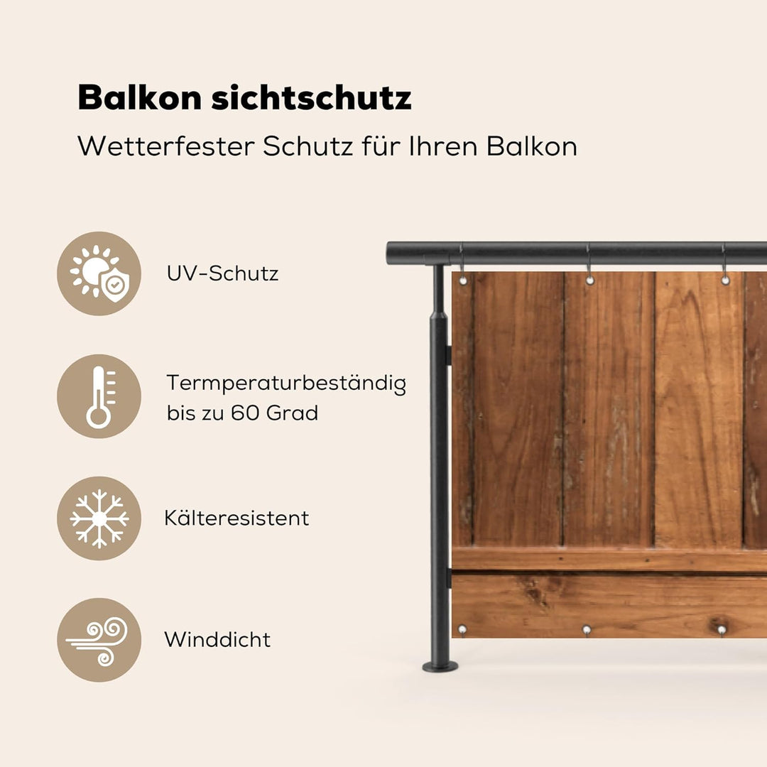 MuchoWow© Balkonsichtschutz Einseitig 85x500 cm Gross PVC Terrassen Garten ohne Bohren Wetterfest Ba
