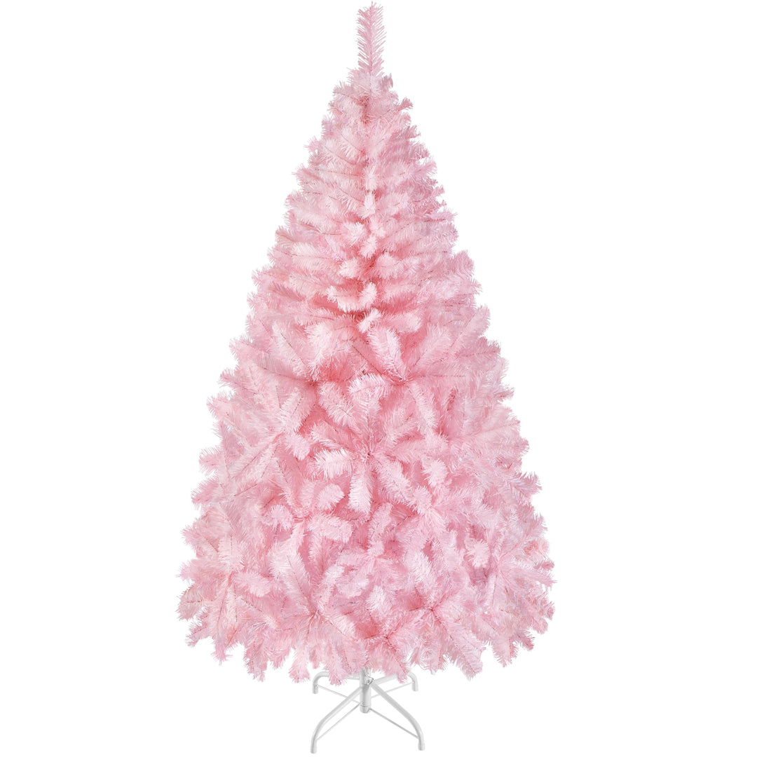 Yaheetech 183 cm Künstlicher Weihnachtsbaum Rosa, Tannenbaum mit 598 Spitzen &amp; Faltbarem Metallständ
