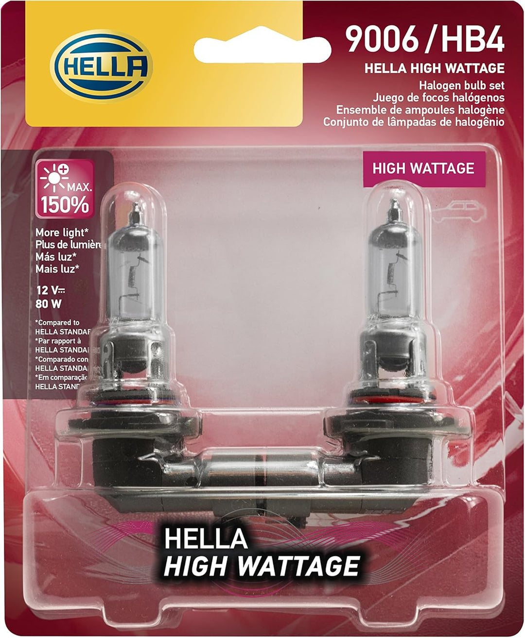 HELLA 9006 80 WTB Doppel-Blister mit hoher Wattzahl, 12 V, 2 Stück Twin Blister Hohe Wattleistung: 8
