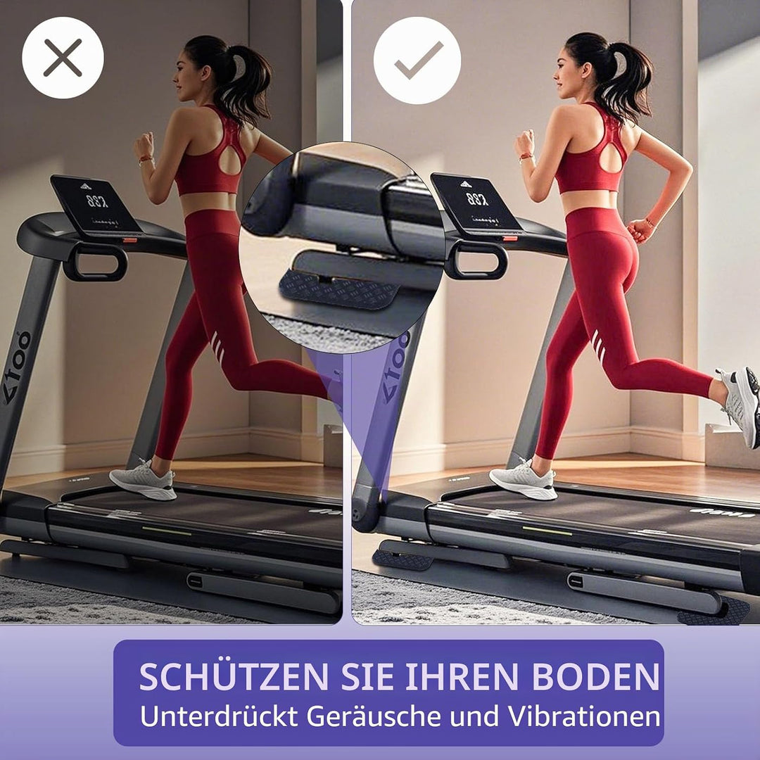 6 Stück Laufbandmatten-Pads, 10x10cm Hochdichte Silikon-Laufbandmatte für Teppichböden Doppelseitige