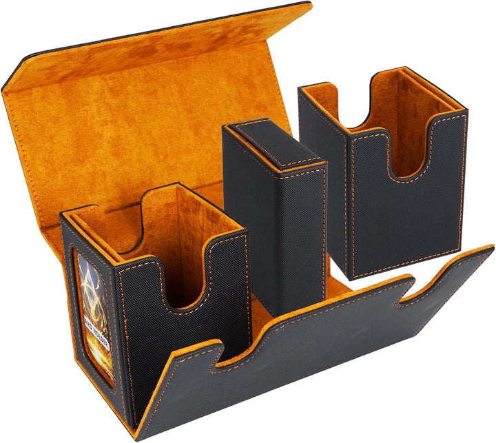 AFIING MTG Commander Kartenbox, 3-in-1 Karten-Aufbewahrungsbox für 200+ doppelt gesleevte Karten, Ma