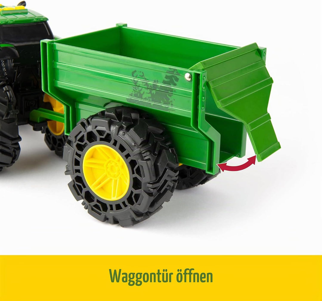 Tomy 47353 John Deere Treads Traktor Wagon, Monster Truck Spielzeug Rädern, Grünes Kinderspielzeug,