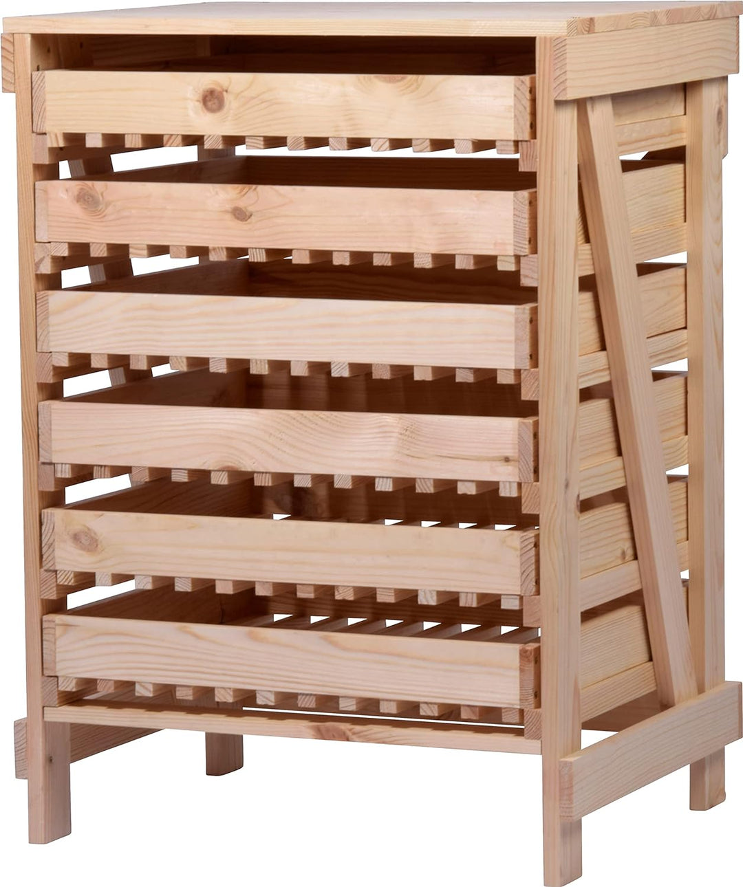 dobar® Green Label 29024FSCe Apfelstiege mit 6 Schubladen | Obsthorde aus Massivholz | Vorratsregal