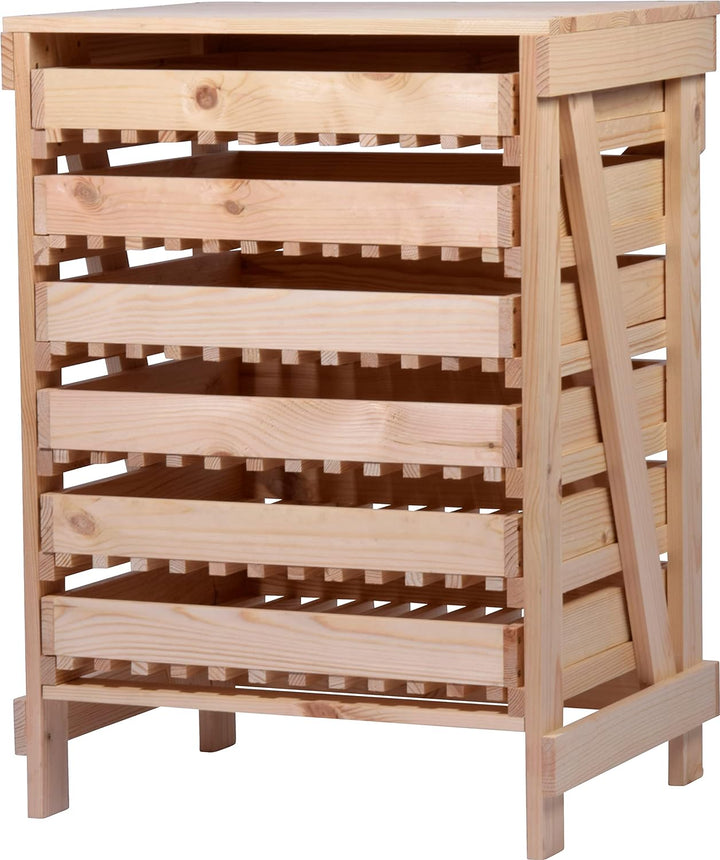 dobar® Green Label 29024FSCe Apfelstiege mit 6 Schubladen | Obsthorde aus Massivholz | Vorratsregal
