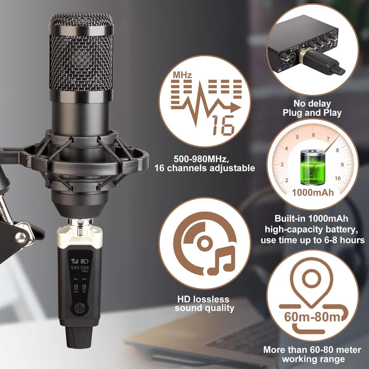 Depusheng T9 Drahtloses Mikrofon XLR Sender und XLR Empfänger Drahtloses System für dynamische und K