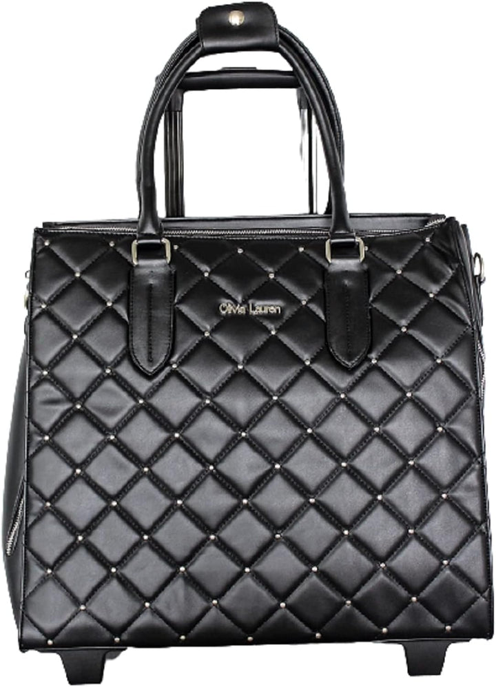 Bowatex Aktentasche Damen Trolley Laptoptrolley Karo Schwarz Leicht