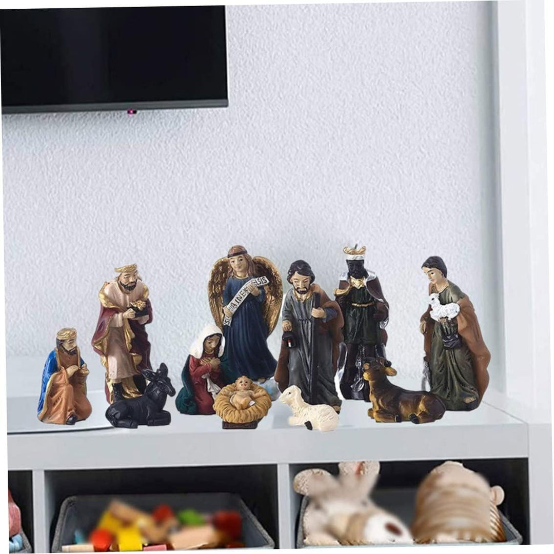 Krippe Miniaturfiguren Weihnachtsfestigungen Mini Inspirierende Harzschmuck Weihnachtsgebättlichkeit