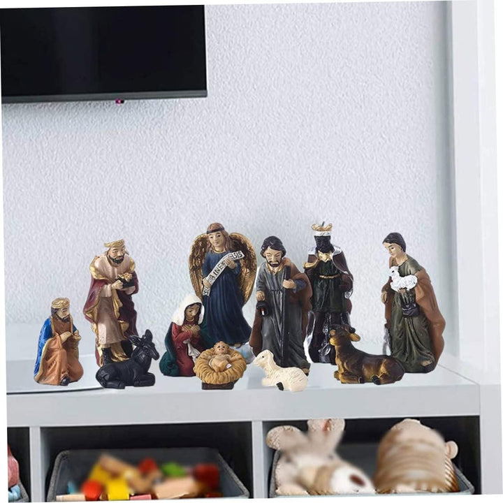 Krippe Miniaturfiguren Weihnachtsfestigungen Mini Inspirierende Harzschmuck Weihnachtsgebättlichkeit