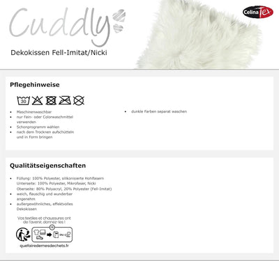 CelinaTex Cuddly Dekokissen 40 x 60 cm grau Langhaar Zierkissen dekoratives Fellimitat Nicki Sofakis