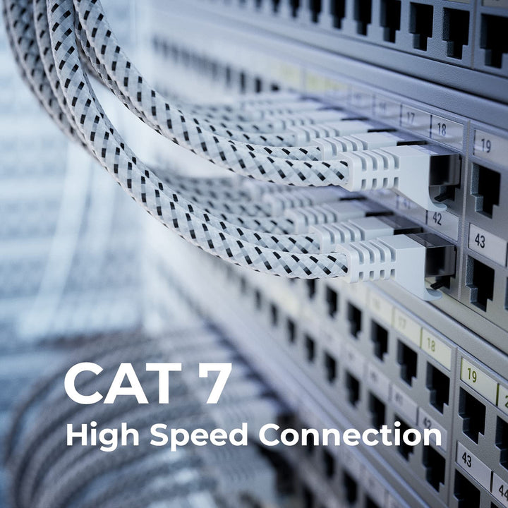 deleyCON 15m CAT7 LAN Kabel - Netzwerkkabel mit Kupfer & Nylonmantel - AWG27 600 MHz 10 Gbit/s S-FTP