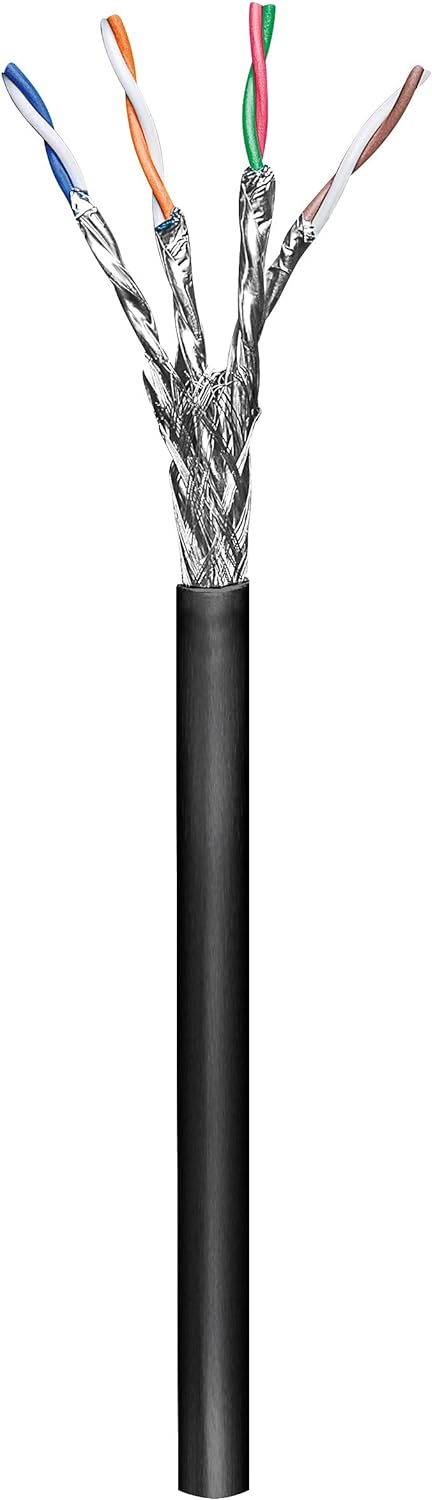 Goobay 57195 CAT 6 Outdoor Netzwerkkabel, S/FTP (PiMF), Schwarz - CCA Kupfergemisch für SOHO Anwendu