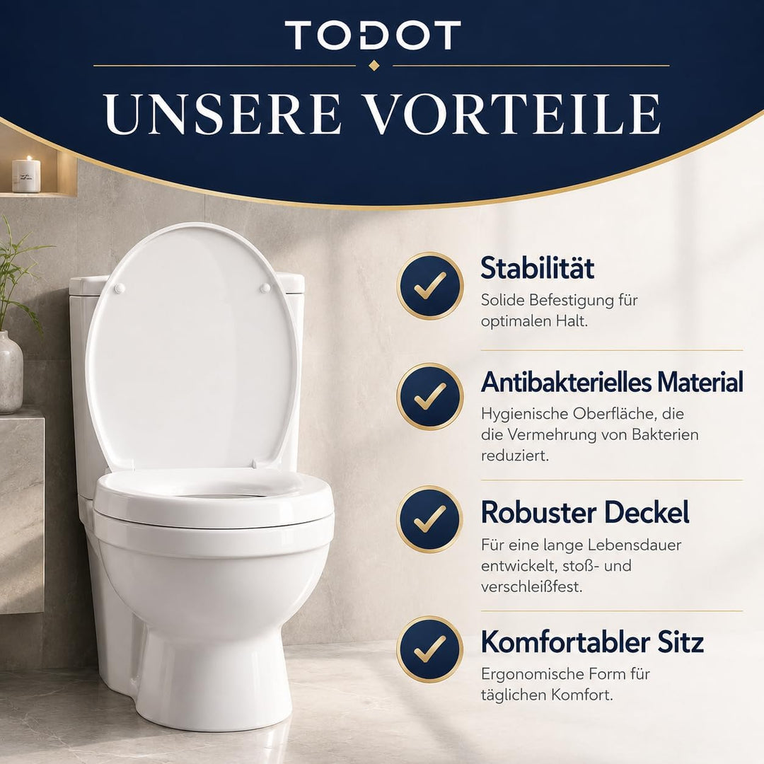 WC-Sitz erhöht 5cm für ältere/behinderte Menschen, WC-Sitzerhöhung Toilettensitz aus Duroplast, leis