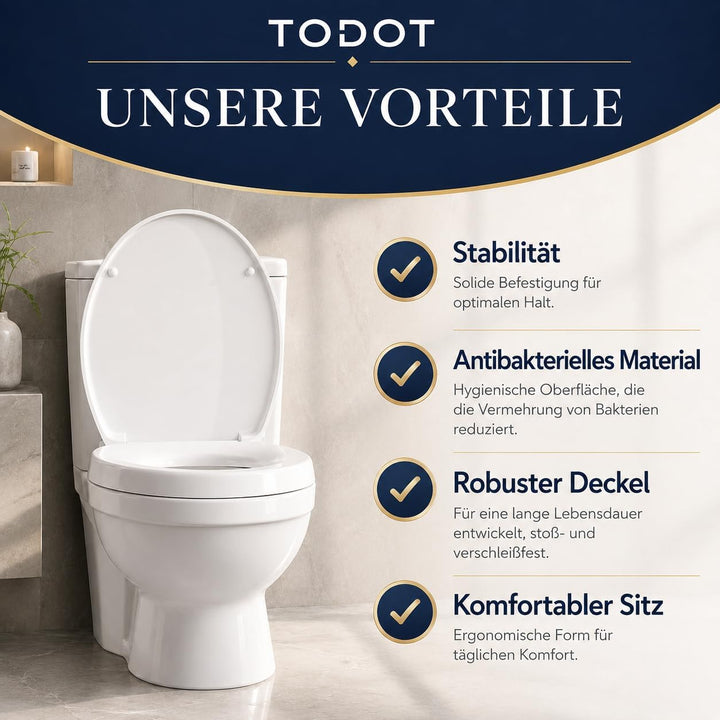 WC-Sitz erhöht 5cm für ältere/behinderte Menschen, WC-Sitzerhöhung Toilettensitz aus Duroplast, leis