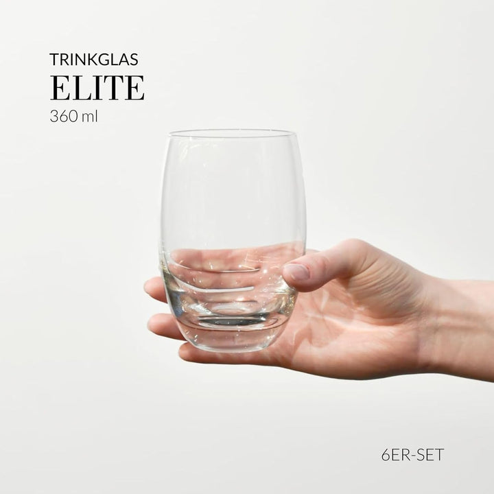 Krosno Wassergläser Saftgläser Trinkgläser | Set von 6 | 360 ML | Elite Kollektion | Perfekt für zu