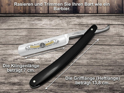 Rasiermesser Set mit Bartpflege Messer Schleifpaste aus Solingen und Extra breitem Abziehleder Strei