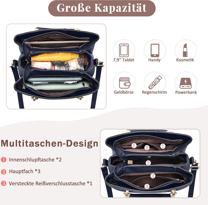 DORRISO Mode Handtasche Damen Elegant Tote Tasche mit Schickem Blumenanhänger Henkeltasche für Einka