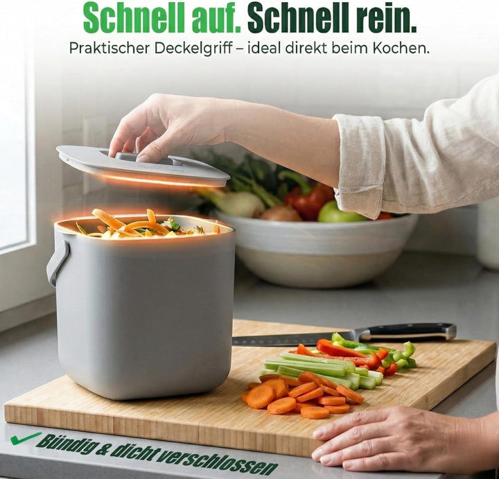 YourCasa Biomülleimer Küche 7L - Komposteimer mit herausnehmbarem Sieb & Deckel - geruchsdicht, spül