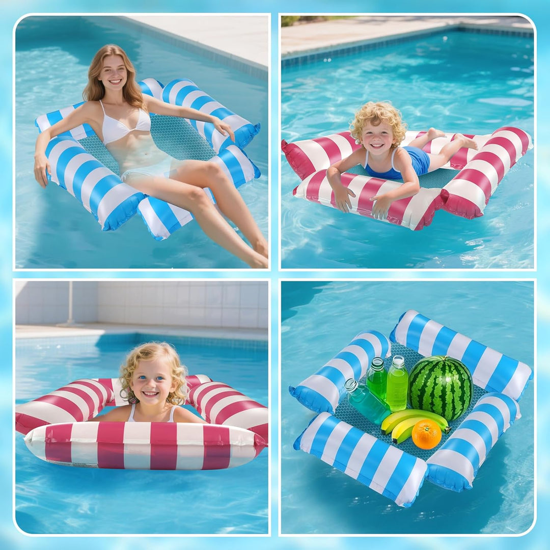 2 Stück 4-in-1-Wasserhängematte,Aufblasbare Pool-Schwimmsitze,Aufblasbares Schwimmbett, Poolzubehör,